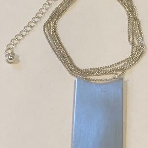 NEW LONG silver metal modernist layering NECKLACE